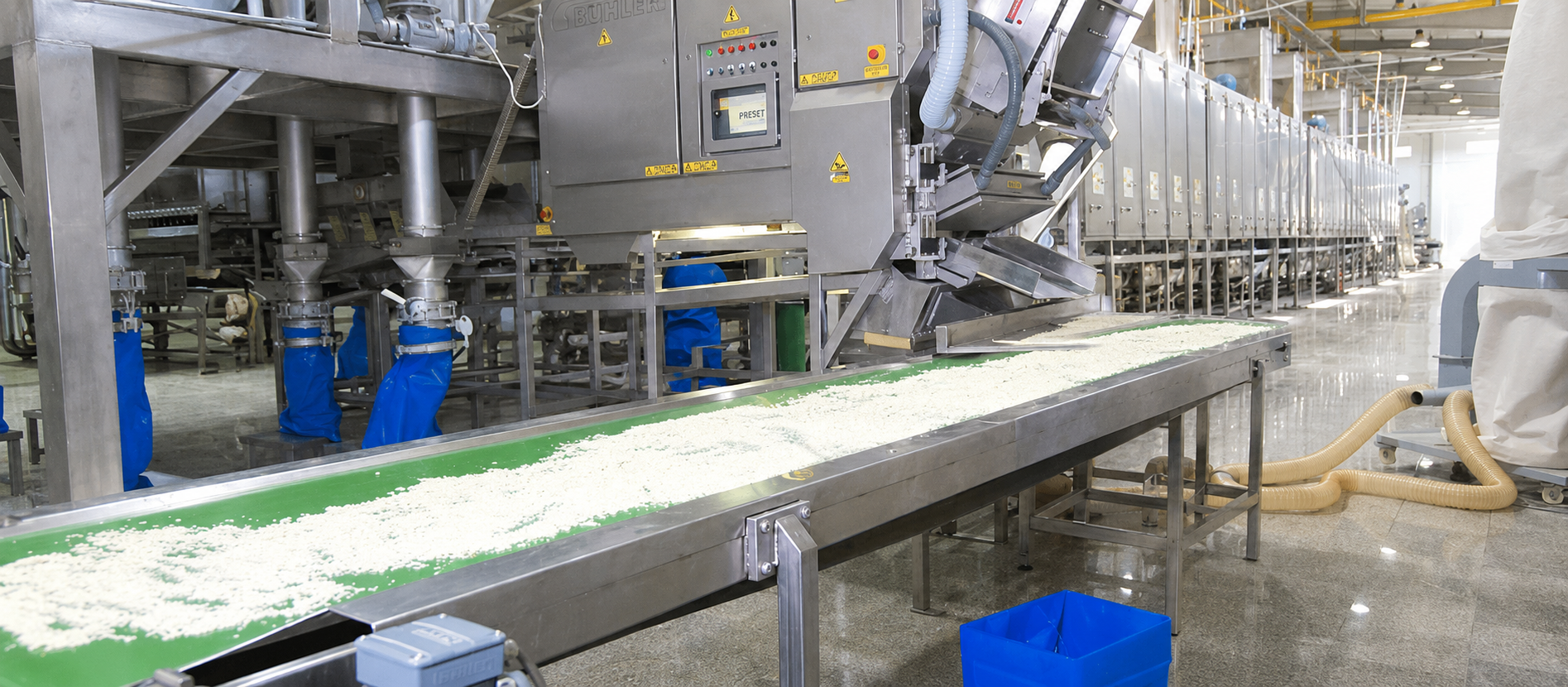 Dehydration lines inside the production facility